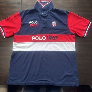 Polo Ralph Lauren 1967 Red/White/Navy polo shirt XLT - Gently used condition